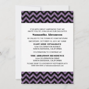 Invitación Bat Mitzvah, Purpurina de violeta