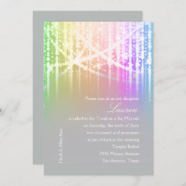 Invitación Bat Mitzvah Rainbow Sparkly Luces