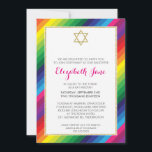 Invitación BAT MITZVAH rainbow strit patrón oro purpurina<br><div class="desc">NOTA - el efecto oro purpurinoso es una imagen impresaUn diseño a rayas de arcoiris brillante y audaz para las INVITACIONES MITZVAH BAT de su hijo. Guau sus amigos y familia con este pequeño número ;D Configurar como plantilla es sencillo para usted agregar sus propios detalles, añadir su foto o...</div>