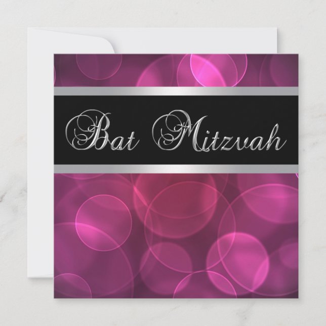 Invitación Bat Mitzvah Rosa Intenso (Anverso)