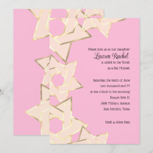 Invitación Bat Mitzvah Sheer Gold Star of David on Any Color