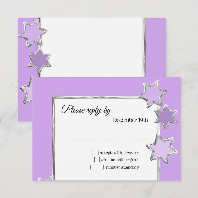 Invitación Bat Mitzvah Stars Any Color RSVP (Anverso / Reverso)