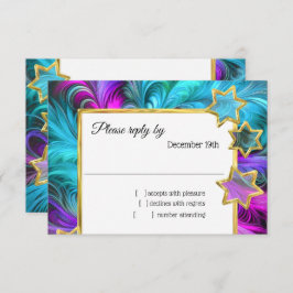 Invitación Bat Mitzvah Stars Colorous Pastel Drawing RSVP