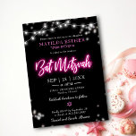 Invitación Bat Mitzvah Tema neón rosado caliente<br><div class="desc">¡Estamos encantados de presentar nuestra moderna suite de caligrafía de neón para un Bar brillante o Bat Mitzvah! Esta divertida colección incluye todo lo que necesitas, desde servilletas y placas de papel hasta un cartel de bienvenida y más. Si tiene alguna pregunta o necesita ayuda con la personalización, simplemente envíenos...</div>