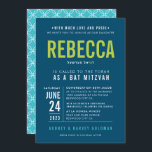Invitación BAT MITZVAH tipo bloque negrita moderno tipo lima<br><div class="desc">por kat massard >> WWW.SIMPLYSWEETPAPERIE.COM <<< - - - - - - - - - - - - - - - - - - CONTACTE CONMIGO para ayudar a equilibrar tu tipo a la perfección Amar el diseño, pero me gustaría ver algunos cambios - otro esquema de color, producto, añadir...</div>
