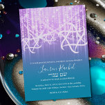 Invitación Bat Mitzvah Turquoise Blue Purple Sparkly Luces<br><div class="desc">Juegos de Invitaciones Bar Mitzvah y Bat Mitzvah diseñados por Umua. Impreso y enviado por Zazzle o sus afiliados.</div>
