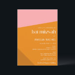 Invitación Bat Mitzvah, un Naranja geométrico moderno quemado<br><div class="desc">Formas geométricas audaces de Naranja rosa y quemado moderno invitaciones a Mitzvah</div>