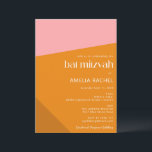 Invitación Bat Mitzvah, un Naranja geométrico moderno quemado<br><div class="desc">Formas geométricas audaces de Naranja rosa y quemado moderno invitaciones a Mitzvah</div>