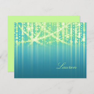 Invitación Bat Mitzvah Verde azulado Blue Lime Green Sparkly 