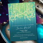 Invitación Bat Mitzvah Verde azulado Blue Lime Green Sparkly<br><div class="desc">Grupos de invitación Bar Mitzvah y Bat Mitzvah diseñados por Umua. Impreso y enviado por Zazzle o sus socios.</div>