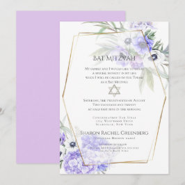 Invitación BAT MITZVAH | Violeta Anemona Floral Verso 1