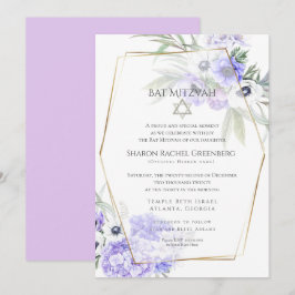 Invitación BAT MITZVAH | Violeta Anemona Floral Verso 2