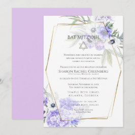 Invitación BAT MITZVAH | Violeta Anemone Floral Verso 3