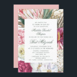 Invitación Bat Mitzvah Watercolor Floral<br><div class="desc">El Bat Mitzvah Watercolor Floral Invitation presenta un elegante fondo de flores acuáticas con eucalipto,  frondas de palmeras,  rosas,  peonías y helechos en tonos mudos de ciruela,  borgoña,  verde,  melocotón y rosa. Personalizado editando el texto en los cuadros de texto proporcionados. Diseñado por ©Evco Studio www.zazzle.com/store/evcostudio</div>