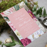 Invitación Bat Mitzvah Watercolor Floral<br><div class="desc">El Bat Mitzvah Watercolor Floral Invitation presenta un elegante fondo de flores acuáticas con eucalipto,  frondas de palmeras,  rosas,  peonías y helechos en tonos mudos de ciruela,  borgoña,  verde,  melocotón y rosa. Personalizado editando el texto en los cuadros de texto proporcionados. Diseñado por ©Evco Studio www.zazzle.com/store/evcostudio</div>