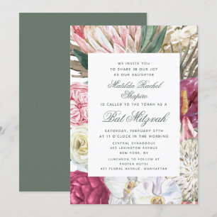 Invitación Bat Mitzvah Watercolor Floral