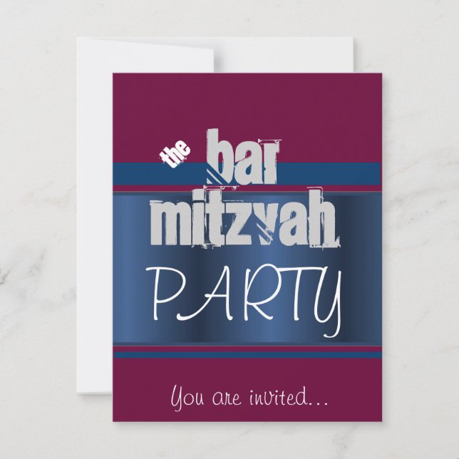 Invitación Bat rojo Mitzvah Bar Mitzvah fiesta (Anverso)