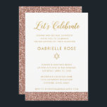 Invitación Bat rosa Mitzvah Rosa Purpurina de oro Fiesta de r<br><div class="desc">Invitación a la recepción de Bat Mitzvah,  purpurina de oro moderno y mínimo rosa. Las obras de arte son imágenes planas impresas,  NO purpurina real ni Relieve metalizado de oro. Consulte la tienda de papel Grape Zazzle para coordinar tarjetas de inserción y objetos de decoración.</div>
