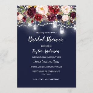 Invitación Batalla de la Marina Borgoña Floral Luces Británic