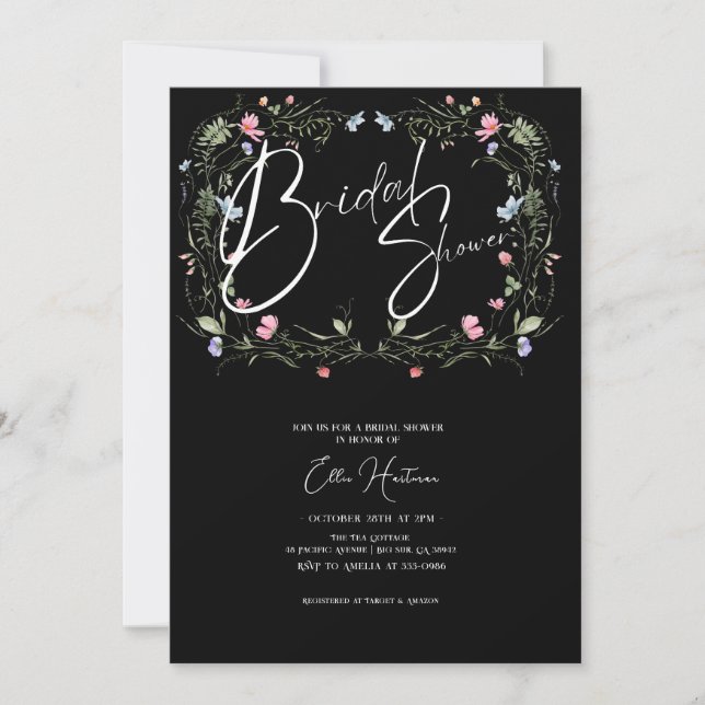 Invitación Batalla de novias de flores silvestres rusas (Anverso)