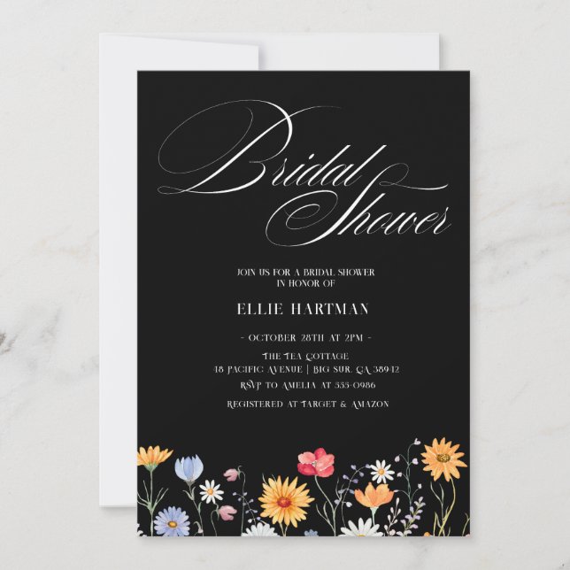 Invitación Batalla de novias de flores silvestres rusas (Anverso)