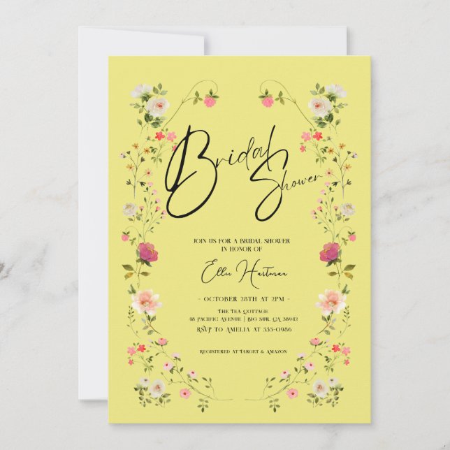 Invitación Batalla de novias de flores silvestres rusas (Anverso)