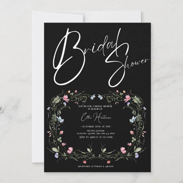 Invitación Batalla de novias de flores silvestres rusas (Anverso)