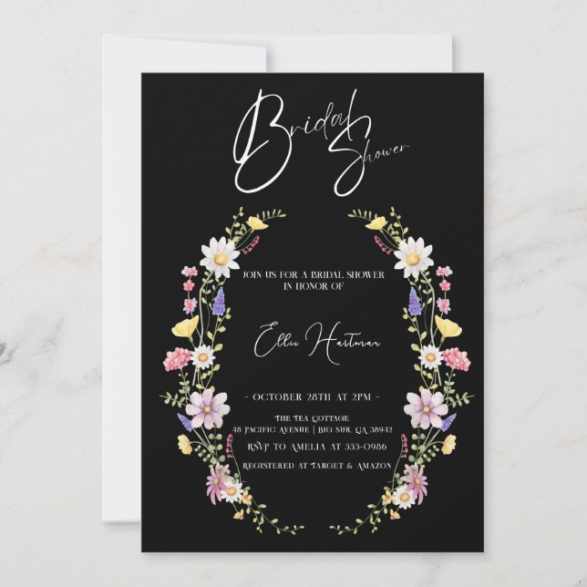Invitación Batalla de novias de flores silvestres rusas (Anverso)