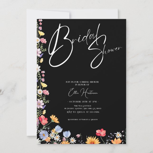 Invitación Batalla de novias de flores silvestres rusas (Anverso)