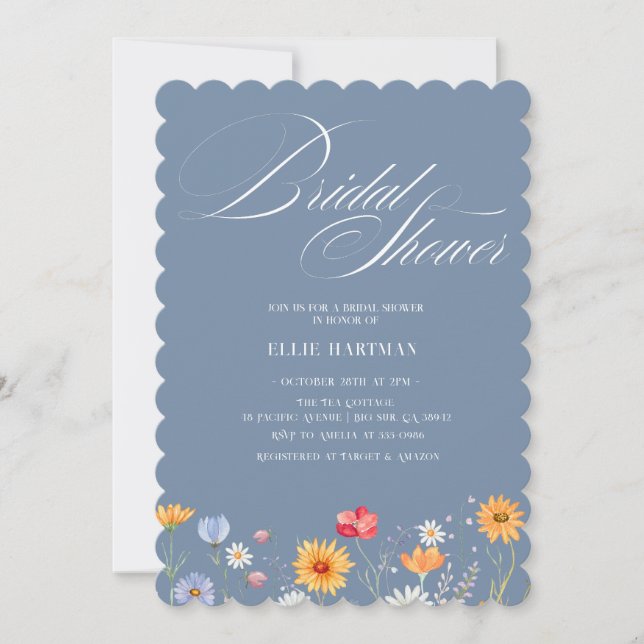 Invitación Batalla de novias de flores silvestres rusas (Anverso)