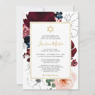 Invitación Batalla floral azul de la Marina de Borgoña Mitzva