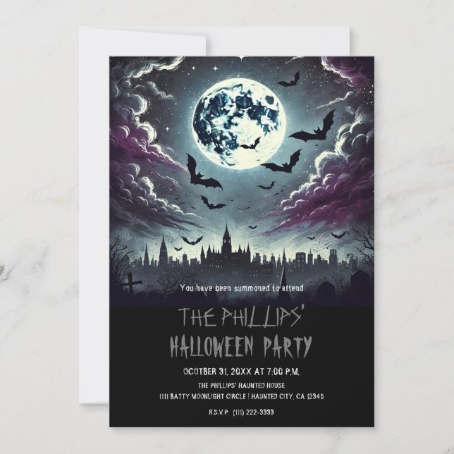 Invitación Batallas de cementerio en la fiesta de Halloween c (Anverso)