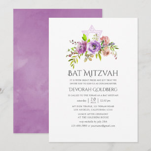 Invitación Bate floral de primavera Mitzvah