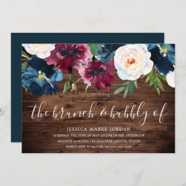 Invitación Batería de Burgundy Brunch y Bubbly Bridal Shower