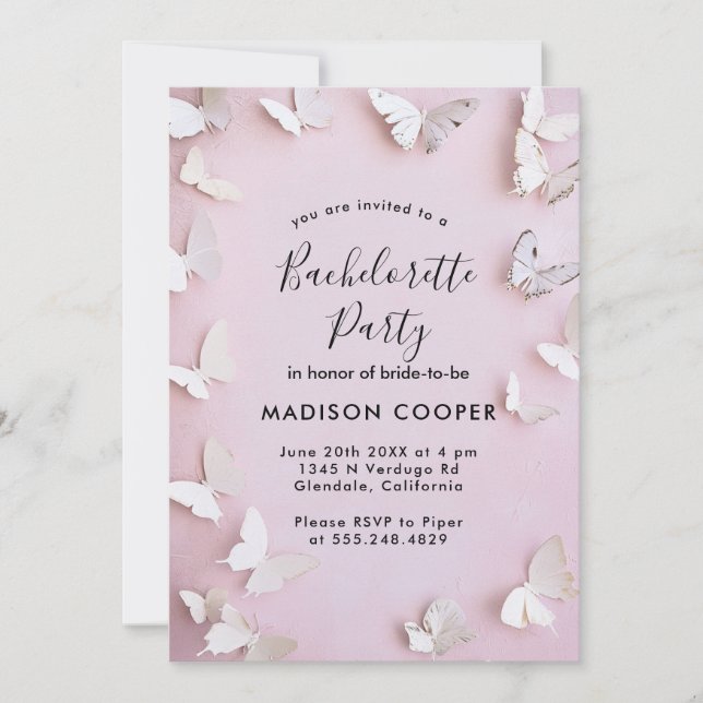 Invitación Baterías blancas y bachillerato rosa (Anverso)