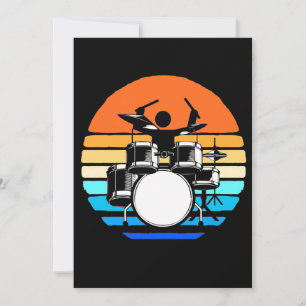 Invitación Baterista Retro Vintage