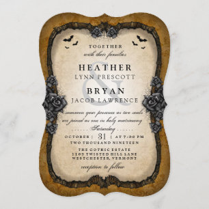 Invitación Bates góticos marrones - Halloween Wedding RECEPCI