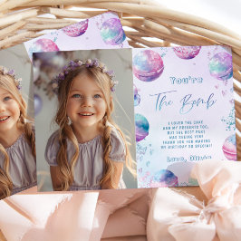 Invitación Bath Bomba fiesta de cumpleaños foto de agradecimi