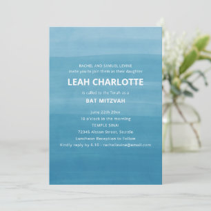 Invitación Báth Mitzvah moderna con gradiente ombre azul teal