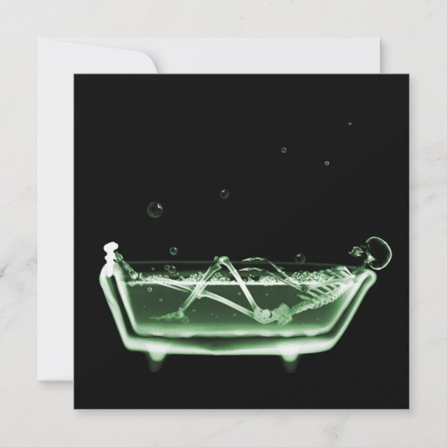 Invitación Bath Tub X Ray Skeleton Green (Anverso)