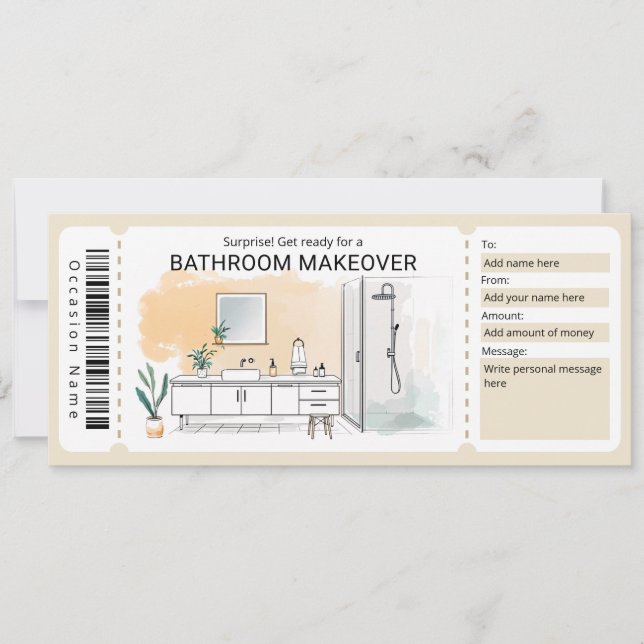 Invitación Bathroom Makeover Gift Certificate (Anverso)