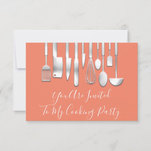 Invitación Batir el entusiasmo con Chef de fiesta de cocina K (Anverso)