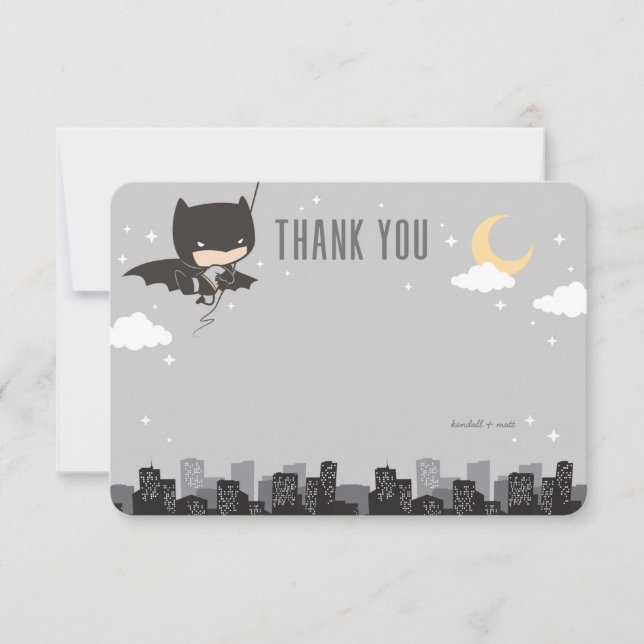 Invitación Batman Super Hero Baby Shower Gracias (Anverso)