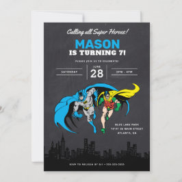 Invitación Batman y Robin - Ciudad Gótica | Cumpleaños de Cha