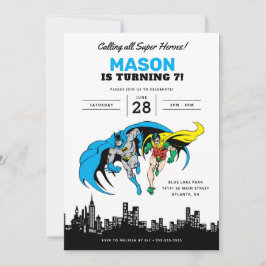 Invitación Batman y Robin - Cumpleaños en Ciudad Gótica