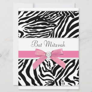 Invitación Batmitzvah de la cebra rosa