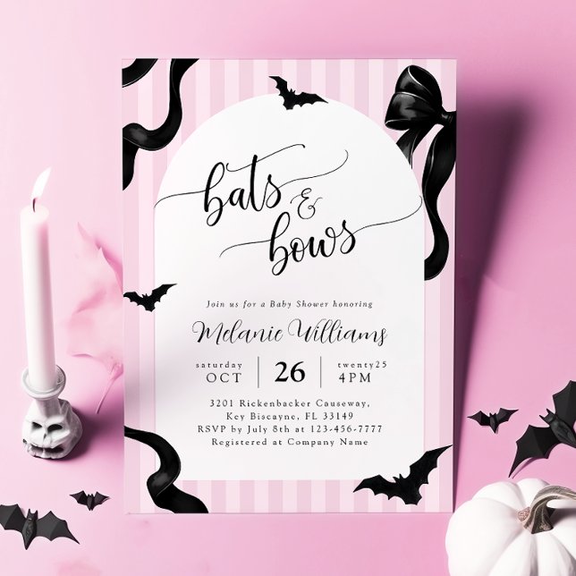 Invitación Bats and Bows Halloween Baby Shower Invitation (Subido por el creador)