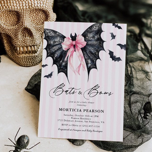 Invitación Bats & Bows Baby Shower de Halloween (Subido por el creador)