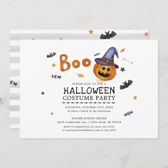 Invitación Bats de calabaza Fiesta de disfraces de Halloween (Anverso / Reverso)