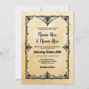 Invitación Bats de vintage de marco gótico boda Halloween